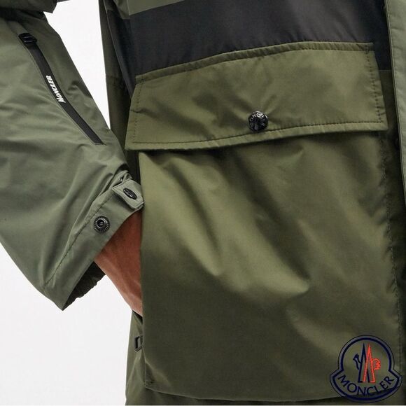 MONCLER **NWT** Carax Technical Hooded Windbreaker Jacket In Olive Green - Picture 4 of 15